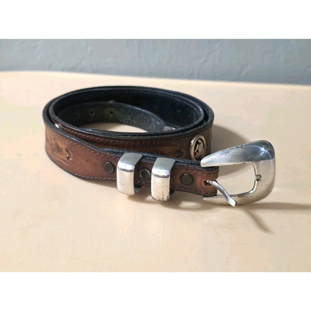 Appaloosa Trading Company Genuine‎ Leather Belt Horses Conchos Size 38